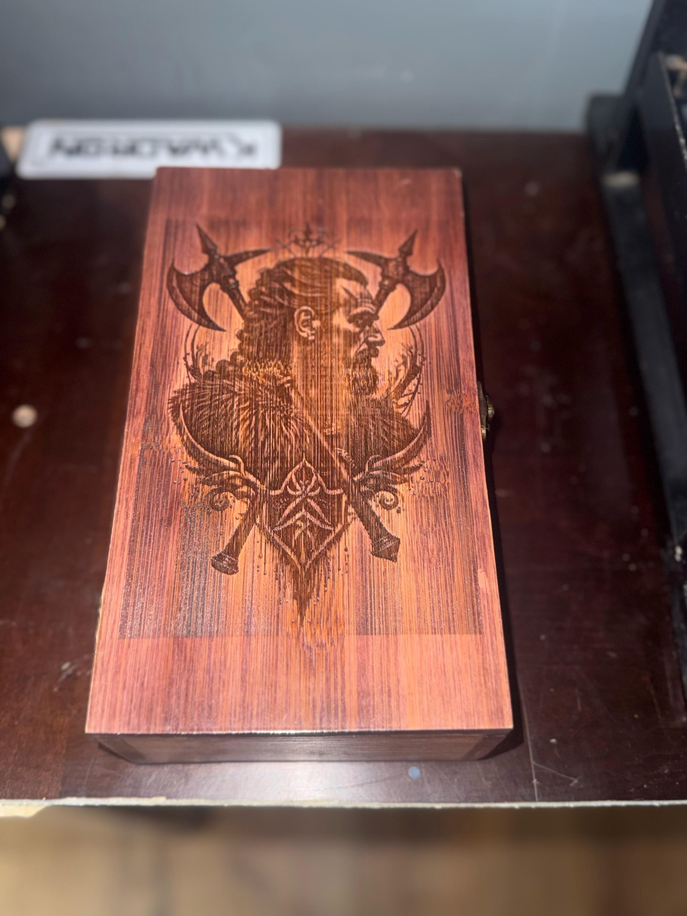 Einherjar Wooden Keepsake Box – Norse Mythology Warrior Spirit Shadow Work Box