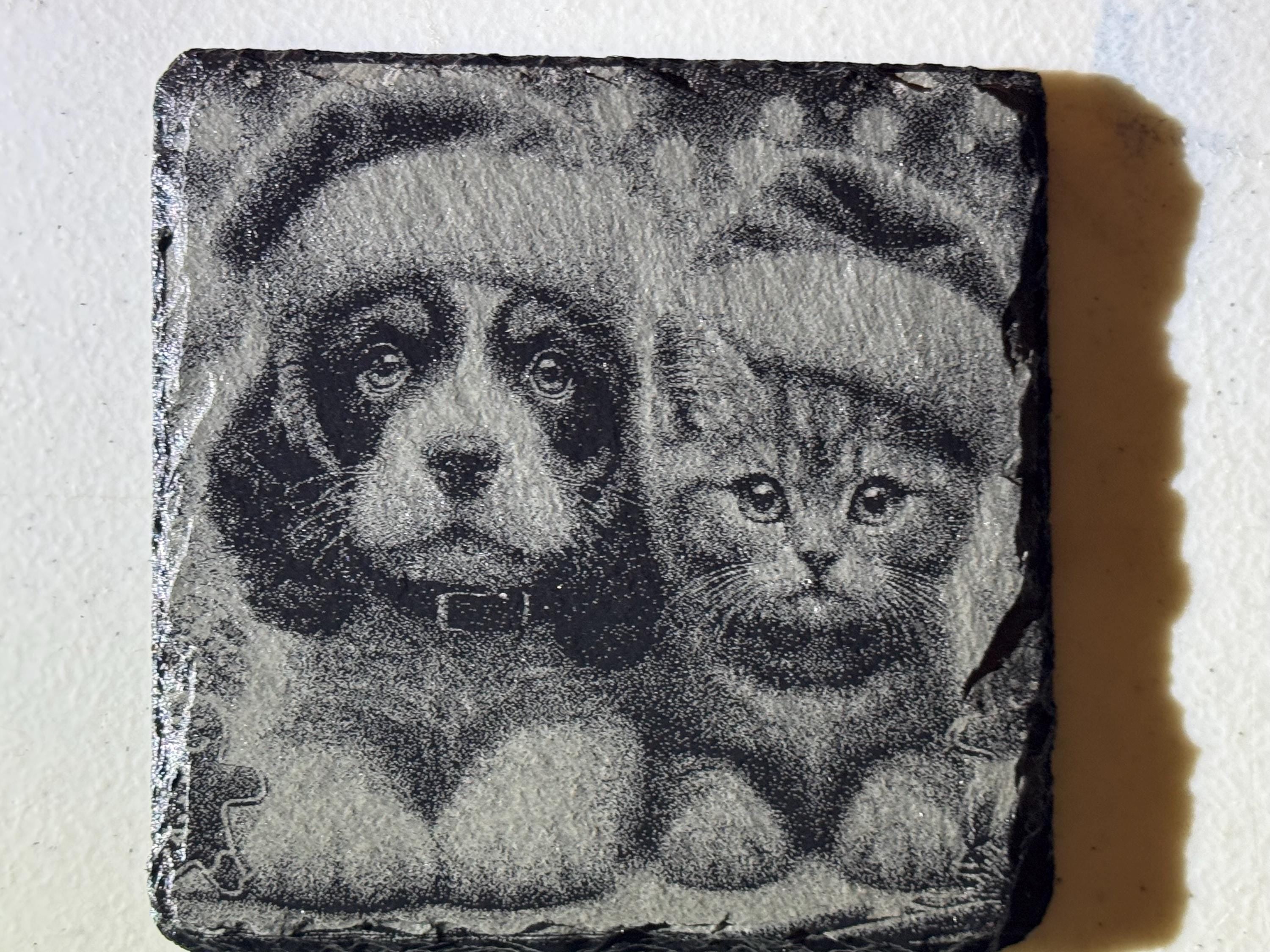 Laser-Engraved Christmas Slate Coasters – Set of 4 | Real Natural Slate | Holiday Home Décor | Handmade Gift Set