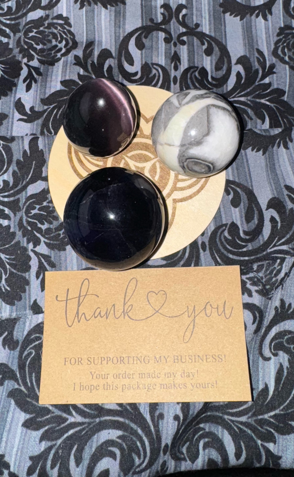 Handcrafted Wooden Sphere Holder - Triple Moon Design