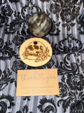Handcrafted Wooden Sphere Holder - Skull & Roses Design