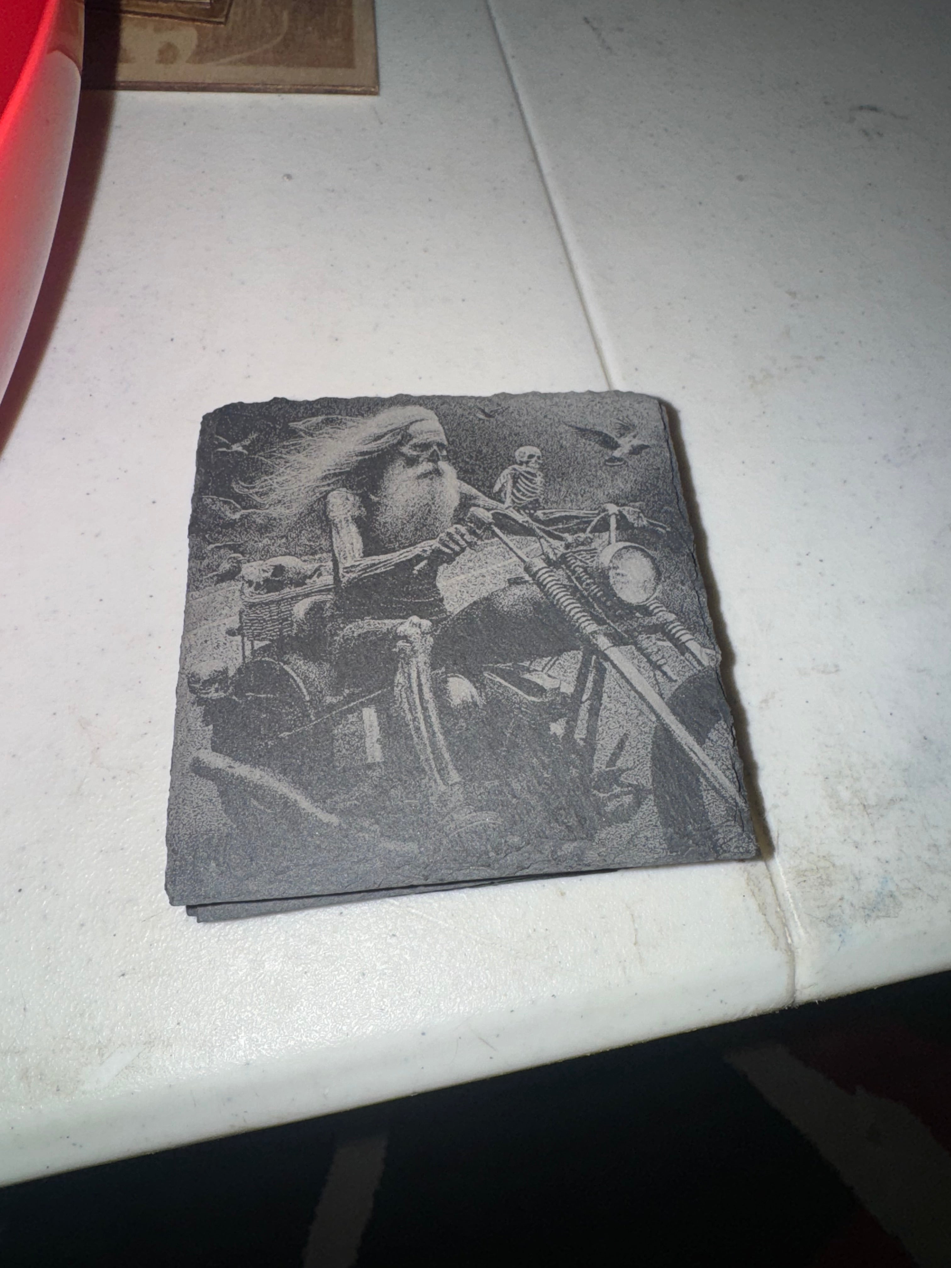Skeleton Biker Slate Coaster Set – 4 Piece