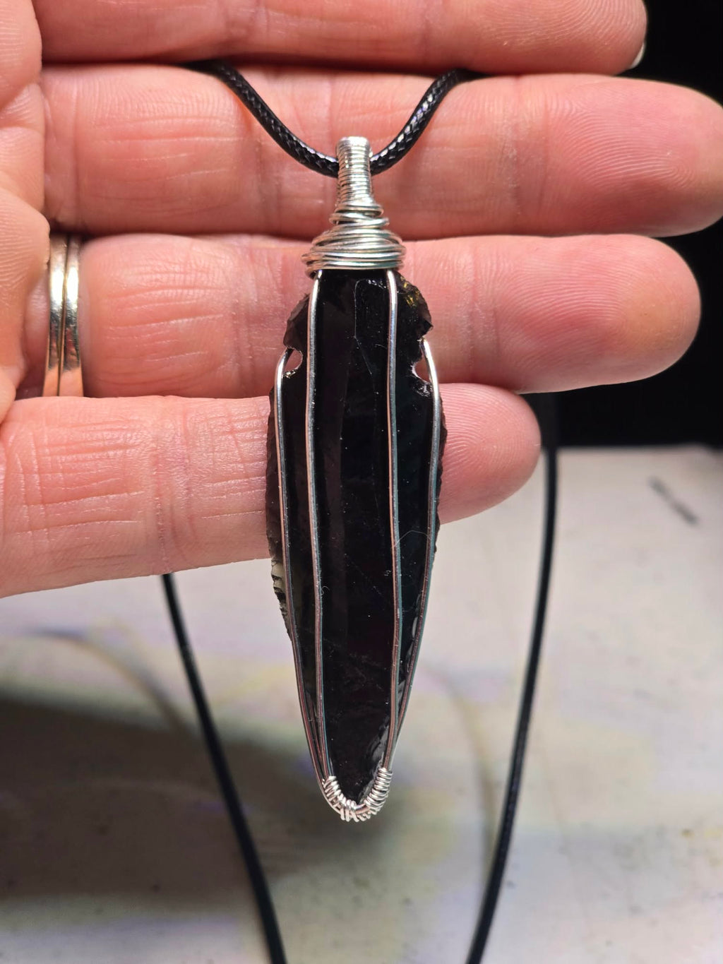 Obsidian Arrowhead Pendant