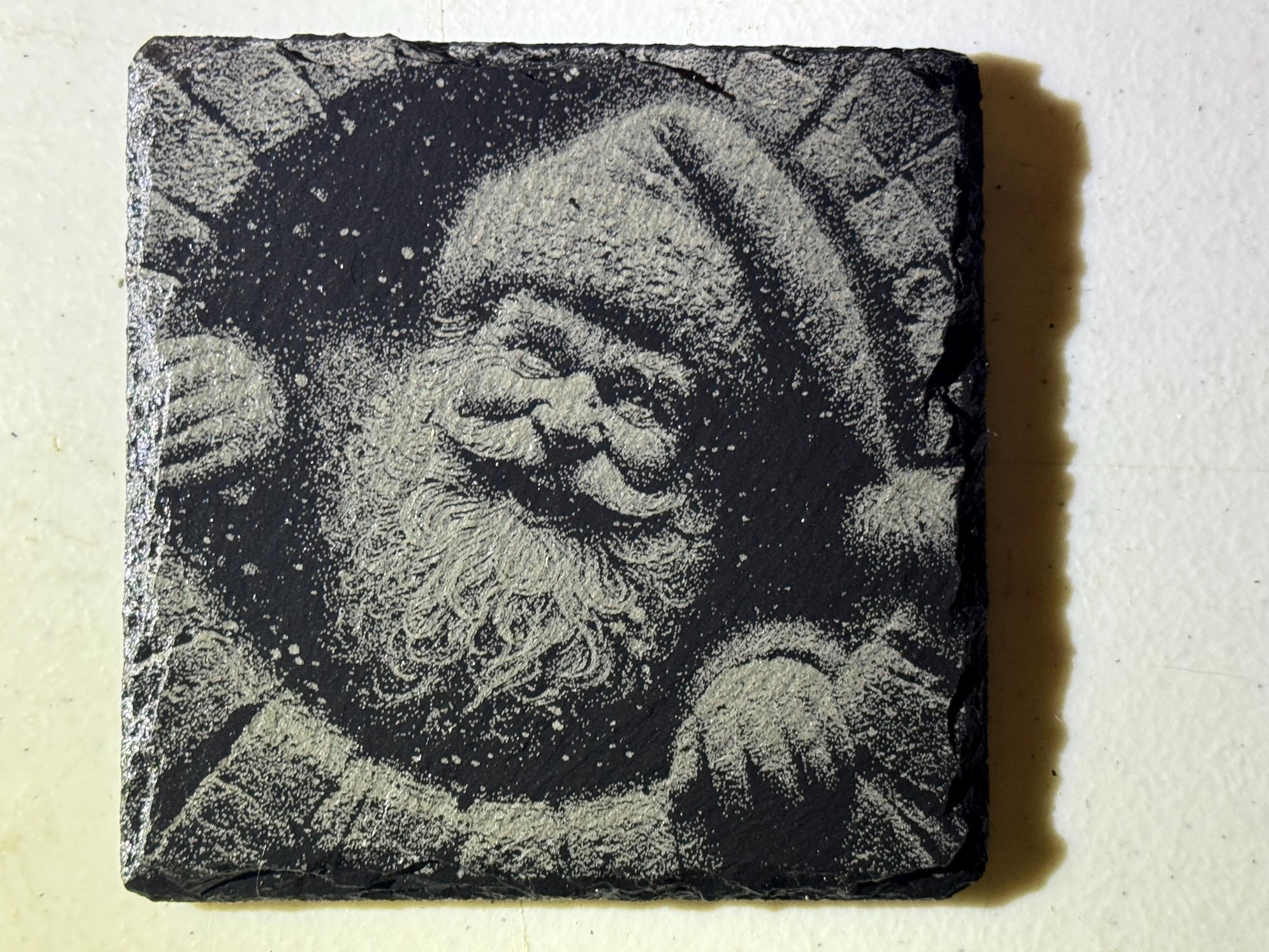 Laser-Engraved Christmas Slate Coasters – Set of 4 | Real Natural Slate | Holiday Home Décor | Handmade Gift Set